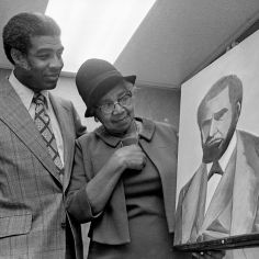 The Rev. Kelly Miller Smith, left, and Miss Frances Thompson, an artist and portrait painter, admire Miss Thompson's portrait Dec. 23, 1973 of the Rev. Nelson Merry, first pastor of the First Baptist Church, Capitol Hill. Merry pastored the church from 1853-1885 and his portrait is in the church's Nelson Merry room. Joe Rudis / The Tennessean
